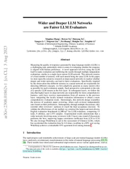Wider and Deeper LLM Networks are Fairer LLM Evaluators