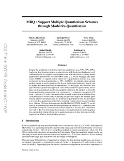MRQ:Support Multiple Quantization Schemes through Model Re-Quantization