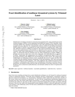 Exact identification of nonlinear dynamical systems by Trimmed Lasso