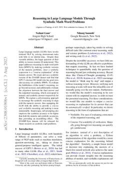 Reasoning in Large Language Models Through Symbolic Math Word Problems