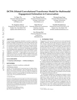 DCTM: Dilated Convolutional Transformer Model for Multimodal Engagement
  Estimation in Conversation