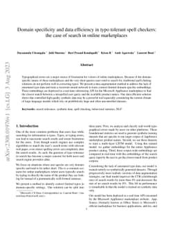 Domain specificity and data efficiency in typo tolerant spell checkers:
  the case of search in online marketplaces