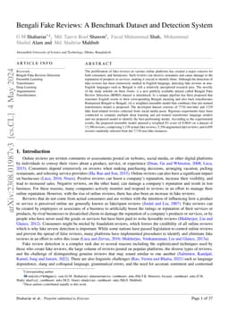 Bengali Fake Reviews: A Benchmark Dataset and Detection System