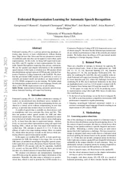 Federated Representation Learning for Automatic Speech Recognition