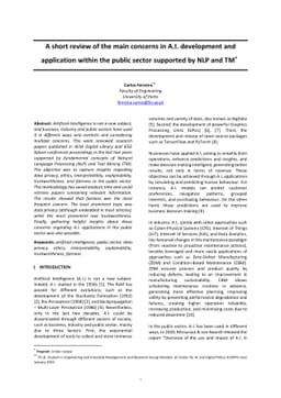 A short review of the main concerns in A.I. development and application
  within the public sector supported by NLP and TM