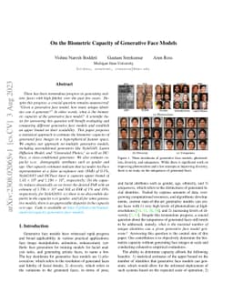 On the Biometric Capacity of Generative Face Models