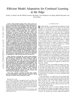 Efficient Model Adaptation for Continual Learning at the Edge