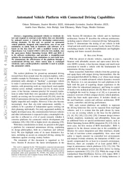 Automated Vehicle Platform with Connected Driving Capabilities