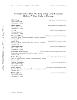 Scaling Clinical Trial Matching Using Large Language Models: A Case
  Study in Oncology