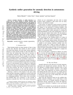 Synthetic outlier generation for anomaly detection in autonomous driving