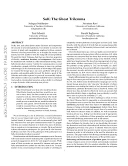 SoK: The Ghost Trilemma