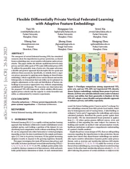 Flexible Differentially Private Vertical Federated Learning with
  Adaptive Feature Embeddings