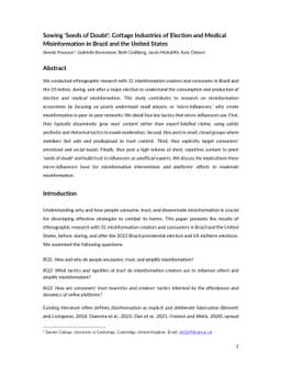 Sowing 'Seeds of Doubt': Cottage Industries of Election and Medical
  Misinformation in Brazil and the United States