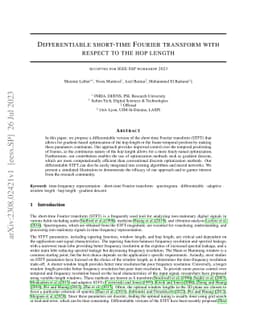 Differentiable short-time Fourier transform with respect to the hop
  length
