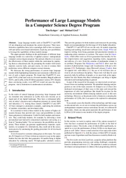 Performance of Large Language Models in a Computer Science Degree
  Program