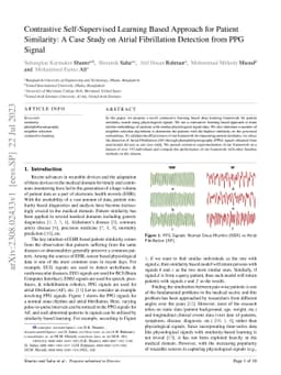 Contrastive Self-Supervised Learning Based Approach for Patient
  Similarity: A Case Study on Atrial Fibrillation Detection from PPG Signal