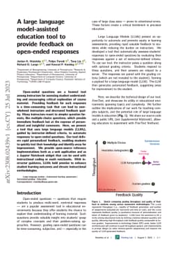 A large language model-assisted education tool to provide feedback on
  open-ended responses