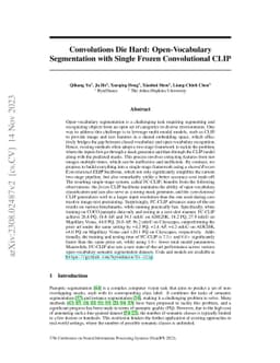Convolutions Die Hard: Open-Vocabulary Segmentation with Single Frozen
  Convolutional CLIP