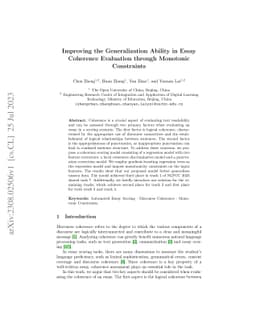 Improving the Generalization Ability in Essay Coherence Evaluation
  through Monotonic Constraints