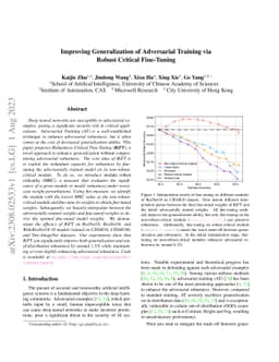 Improving Generalization of Adversarial Training via Robust Critical
  Fine-Tuning