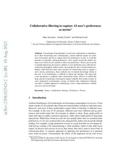 Collaborative filtering to capture AI user's preferences as norms