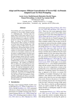 Adapt and Decompose: Efficient Generalization of Text-to-SQL via Domain
  Adapted Least-To-Most Prompting