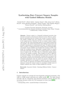 Synthesising Rare Cataract Surgery Samples with Guided Diffusion Models