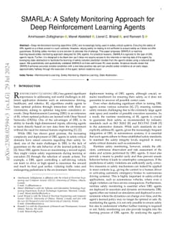 SMARLA: A Safety Monitoring Approach for Deep Reinforcement Learning
  Agents