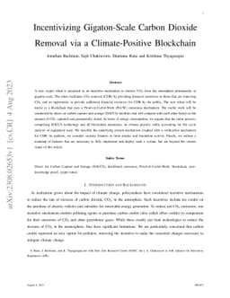 Incentivizing Gigaton-Scale Carbon Dioxide Removal via a
  Climate-Positive Blockchain