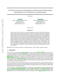 A Voting-Stacking Ensemble of Inception Networks for Cervical Cytology
  Classification
