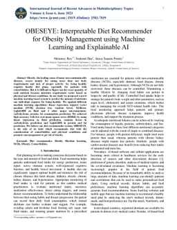 OBESEYE: Interpretable Diet Recommender for Obesity Management using
  Machine Learning and Explainable AI