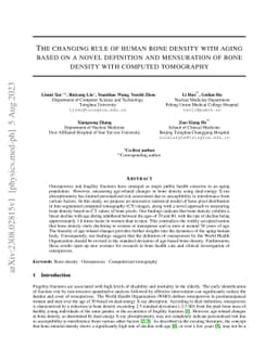 The changing rule of human bone density with aging based on a novel
  definition and mensuration of bone density with computed tomography