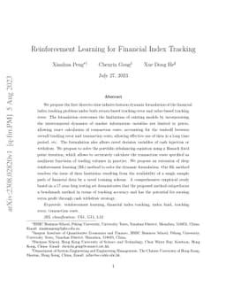 Reinforcement Learning for Financial Index Tracking