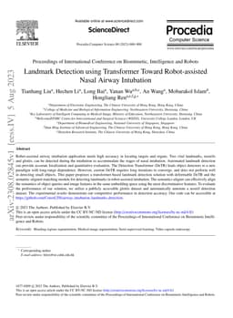 Landmark Detection using Transformer Toward Robot-assisted Nasal Airway
  Intubation