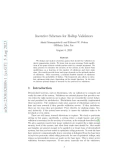Incentive Schemes for Rollup Validators