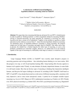 A criterion for Artificial General Intelligence: hypothetic-deductive
  reasoning, tested on ChatGPT
