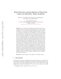 Early Detection and Localization of Pancreatic Cancer by Label-Free
  Tumor Synthesis
