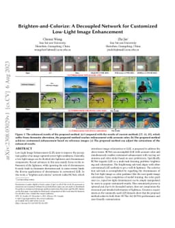 Brighten-and-Colorize: A Decoupled Network for Customized Low-Light
  Image Enhancement