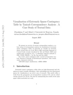 Visualization of Extremely Sparse Contingency Table by Taxicab
  Correspondence Analysis: A Case Study of Textual Data