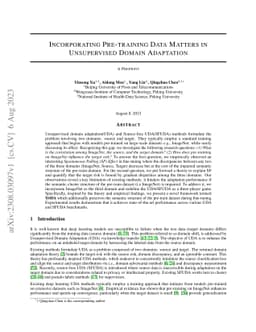 Incorporating Pre-training Data Matters in Unsupervised Domain
  Adaptation