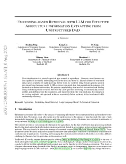 Embedding-based Retrieval with LLM for Effective Agriculture Information
  Extracting from Unstructured Data
