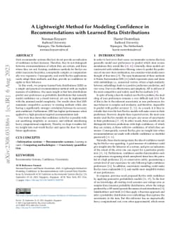 A Lightweight Method for Modeling Confidence in Recommendations with
  Learned Beta Distributions