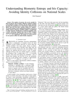 Understanding Biometric Entropy and Iris Capacity: Avoiding Identity
  Collisions on National Scales