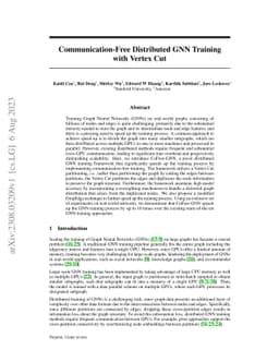 Communication-Free Distributed GNN Training with Vertex Cut