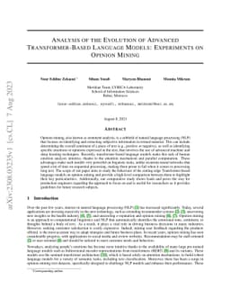 Analysis of the Evolution of Advanced Transformer-Based Language Models:
  Experiments on Opinion Mining
