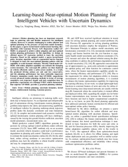 Learning-based Near-optimal Motion Planning for Intelligent Vehicles
  with Uncertain Dynamics
