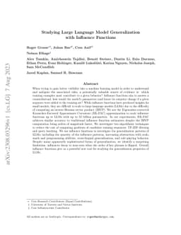 Studying Large Language Model Generalization with Influence Functions