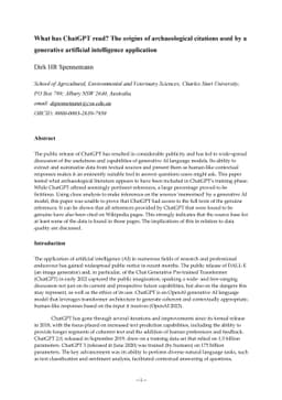 What has ChatGPT read? The origins of archaeological citations used by a
  generative artificial intelligence application