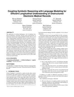 Coupling Symbolic Reasoning with Language Modeling for Efficient
  Longitudinal Understanding of Unstructured Electronic Medical Records