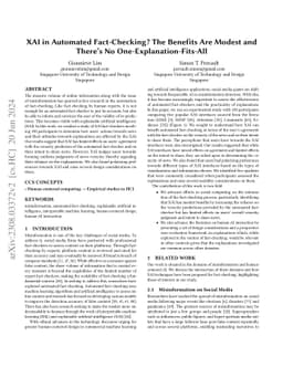 XAI in Automated Fact-Checking? The Benefits Are Modest and There's No
  One-Explanation-Fits-All